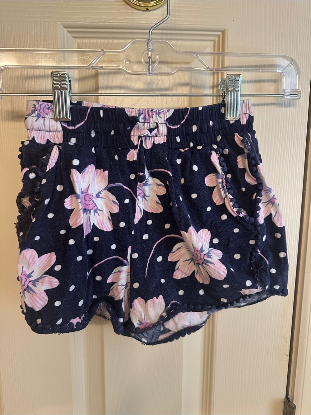Girls Navy Floral Pull-On Shorts